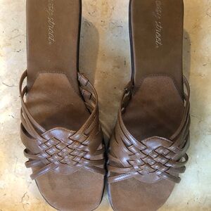 AEROSOLES Brown Mules & Clogs with Woven Design